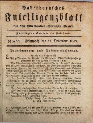 Paderbornsches Intelligenzblatt Mittwoch 11. Dezember 1839