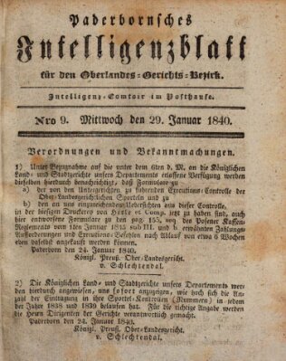 Paderbornsches Intelligenzblatt Mittwoch 29. Januar 1840