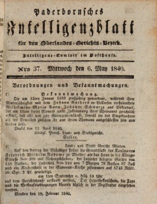 Paderbornsches Intelligenzblatt Mittwoch 6. Mai 1840