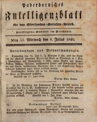 Paderbornsches Intelligenzblatt Mittwoch 8. Juli 1840