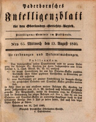 Paderbornsches Intelligenzblatt Mittwoch 12. August 1840