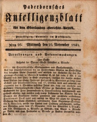 Paderbornsches Intelligenzblatt Mittwoch 25. November 1840