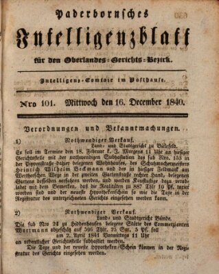 Paderbornsches Intelligenzblatt Mittwoch 16. Dezember 1840