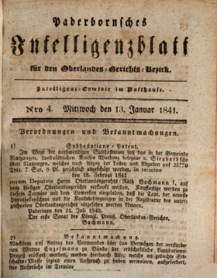 Paderbornsches Intelligenzblatt Mittwoch 13. Januar 1841