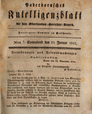 Paderbornsches Intelligenzblatt Samstag 23. Januar 1841