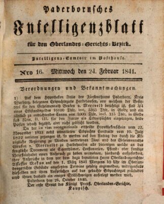 Paderbornsches Intelligenzblatt Mittwoch 24. Februar 1841