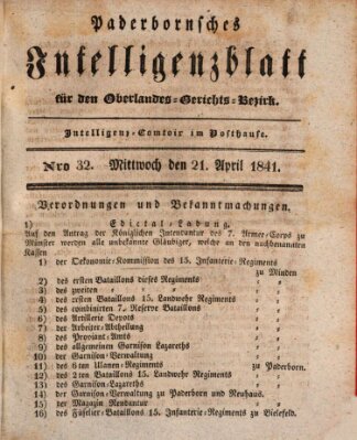 Paderbornsches Intelligenzblatt Mittwoch 21. April 1841