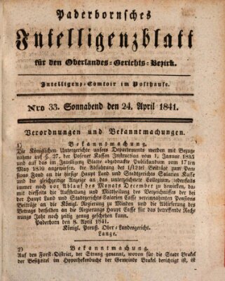 Paderbornsches Intelligenzblatt Samstag 24. April 1841