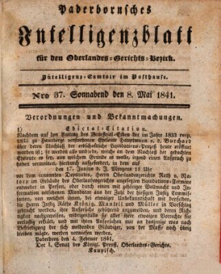 Paderbornsches Intelligenzblatt Samstag 8. Mai 1841