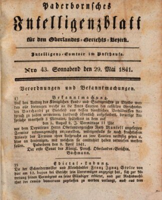 Paderbornsches Intelligenzblatt Samstag 29. Mai 1841