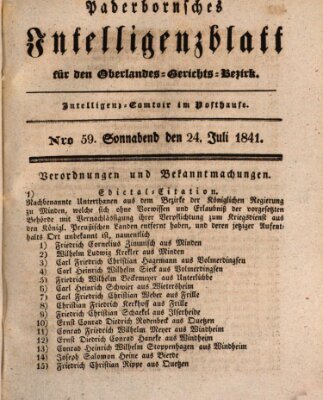 Paderbornsches Intelligenzblatt Samstag 24. Juli 1841