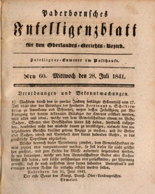 Paderbornsches Intelligenzblatt Mittwoch 28. Juli 1841