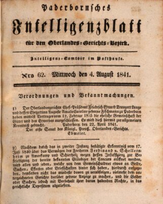 Paderbornsches Intelligenzblatt Mittwoch 4. August 1841