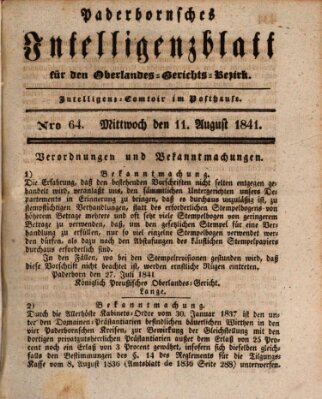 Paderbornsches Intelligenzblatt Mittwoch 11. August 1841