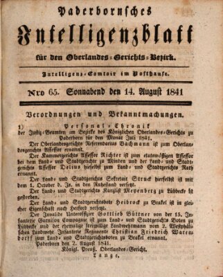 Paderbornsches Intelligenzblatt Samstag 14. August 1841