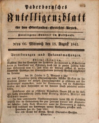 Paderbornsches Intelligenzblatt Mittwoch 18. August 1841