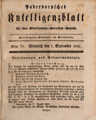 Paderbornsches Intelligenzblatt Mittwoch 1. September 1841