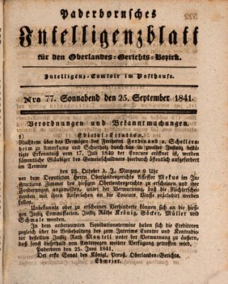 Paderbornsches Intelligenzblatt Samstag 25. September 1841