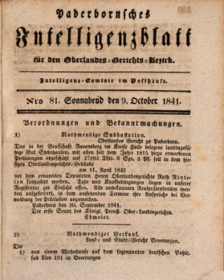 Paderbornsches Intelligenzblatt Samstag 9. Oktober 1841