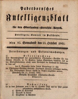 Paderbornsches Intelligenzblatt Samstag 23. Oktober 1841