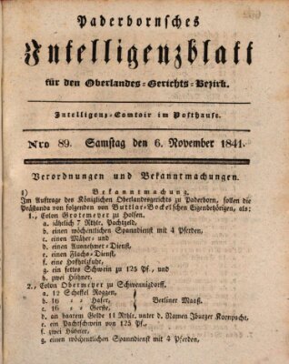 Paderbornsches Intelligenzblatt Samstag 6. November 1841