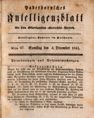 Paderbornsches Intelligenzblatt Samstag 4. Dezember 1841