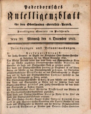 Paderbornsches Intelligenzblatt Mittwoch 8. Dezember 1841