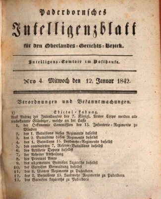 Paderbornsches Intelligenzblatt Mittwoch 12. Januar 1842