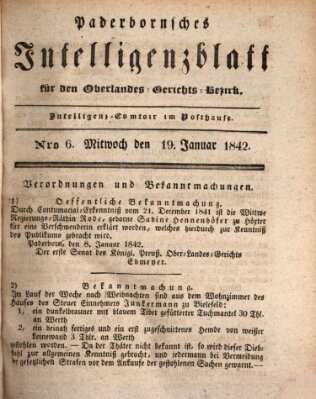 Paderbornsches Intelligenzblatt Mittwoch 19. Januar 1842