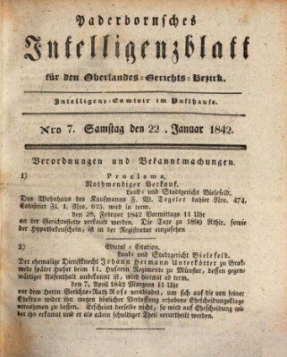 Paderbornsches Intelligenzblatt Samstag 22. Januar 1842