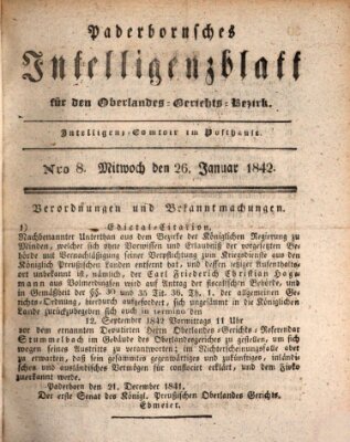 Paderbornsches Intelligenzblatt Mittwoch 26. Januar 1842