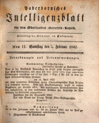 Paderbornsches Intelligenzblatt Samstag 5. Februar 1842