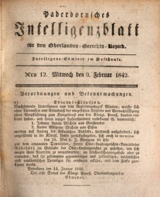 Paderbornsches Intelligenzblatt Mittwoch 9. Februar 1842