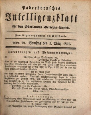 Paderbornsches Intelligenzblatt Samstag 5. März 1842