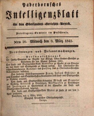 Paderbornsches Intelligenzblatt Mittwoch 9. März 1842