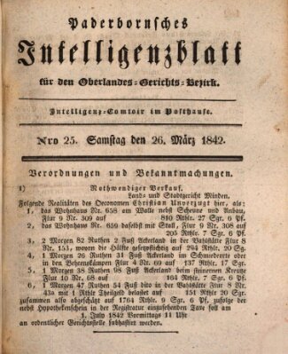 Paderbornsches Intelligenzblatt Samstag 26. März 1842