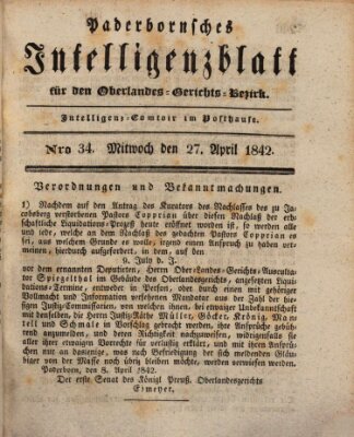 Paderbornsches Intelligenzblatt Mittwoch 27. April 1842