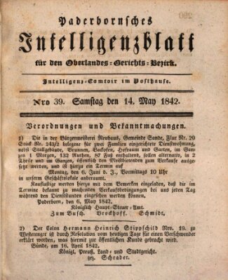 Paderbornsches Intelligenzblatt Samstag 14. Mai 1842