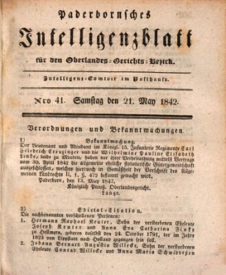 Paderbornsches Intelligenzblatt Samstag 21. Mai 1842