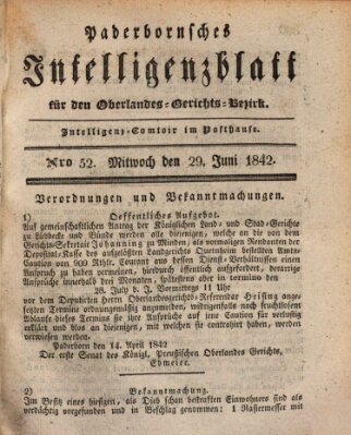 Paderbornsches Intelligenzblatt Mittwoch 29. Juni 1842