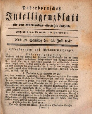 Paderbornsches Intelligenzblatt Samstag 23. Juli 1842