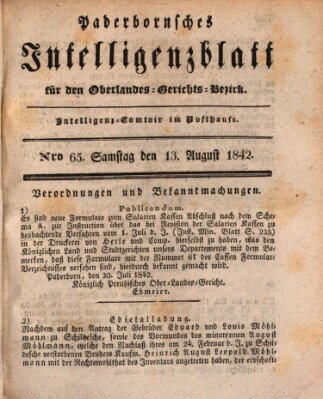 Paderbornsches Intelligenzblatt Samstag 13. August 1842