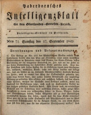 Paderbornsches Intelligenzblatt Samstag 17. September 1842