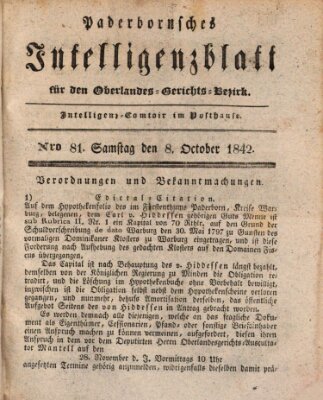 Paderbornsches Intelligenzblatt Samstag 8. Oktober 1842