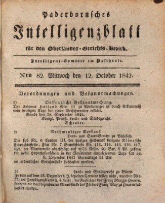 Paderbornsches Intelligenzblatt Mittwoch 12. Oktober 1842