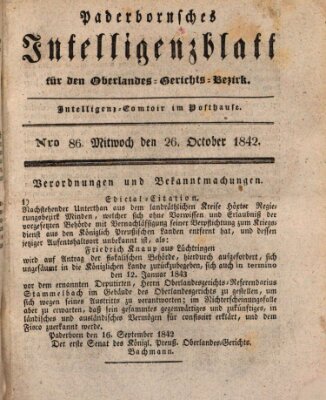 Paderbornsches Intelligenzblatt Mittwoch 26. Oktober 1842