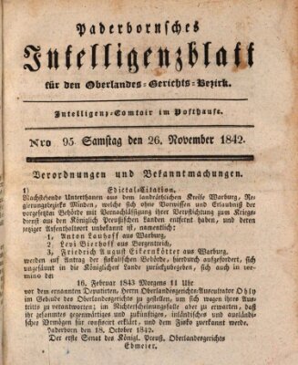 Paderbornsches Intelligenzblatt Samstag 26. November 1842