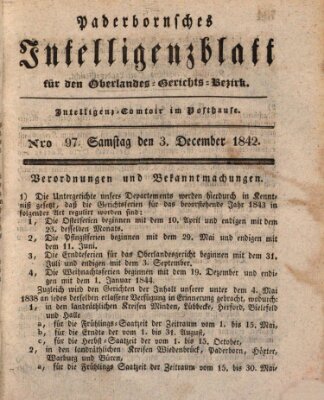 Paderbornsches Intelligenzblatt Samstag 3. Dezember 1842