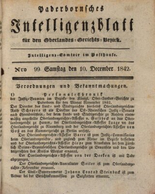 Paderbornsches Intelligenzblatt Samstag 10. Dezember 1842