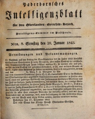 Paderbornsches Intelligenzblatt Samstag 28. Januar 1843